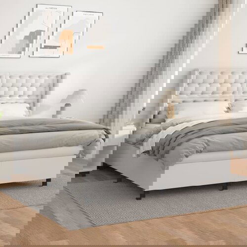 The Living Store Box spring postelja z vzmetnico bela 180x200 cm umetno usnje - Box Spring Postelja, (21518408) Slike