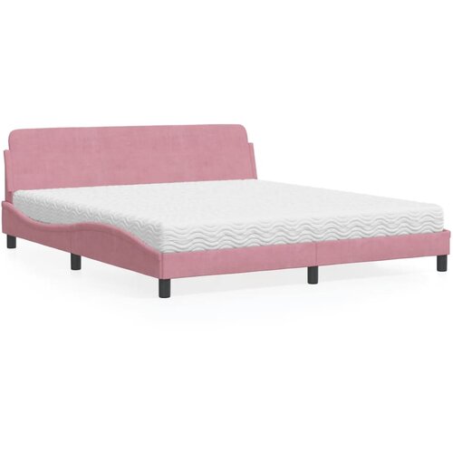 The Living Store Postelja z vzmetnico roza 180x200 cm žamet - Postelja, (21609813) Cene