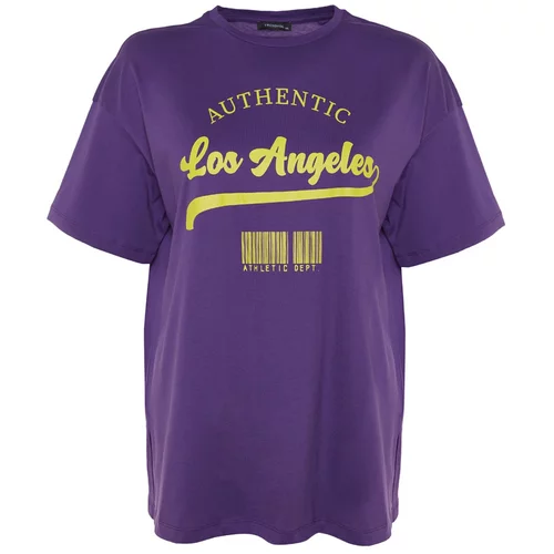 Trendyol Curve Plus Size T-Shirt - Purple - Oversize