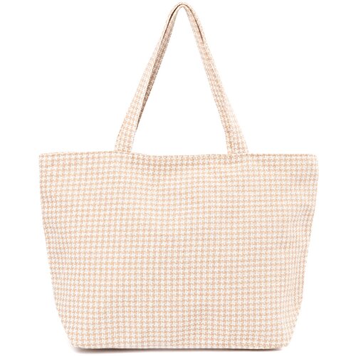Shelvt Beige and white checkered beach bag Cene