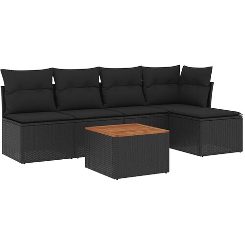  6-dijelni set vrtnih sofa s jastucima crni od poliratana Crna 62 x 62 x 69 cm Slike