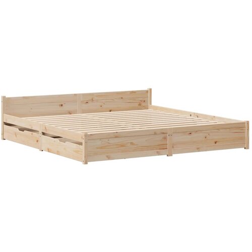 vidaXL Posteljni okvir s predali 200x200 cm trdna borovina, (21337860) Cene
