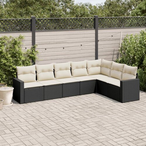  7-dijelni set vrtnih sofa od poliratana s jastucima crni Cijene