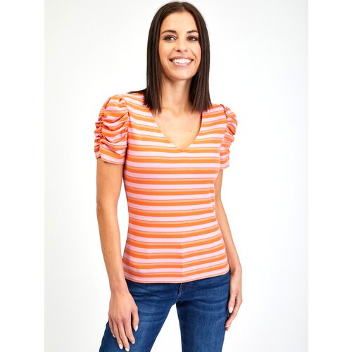 Orsay Pink-Orange Women's Striped T-Shirt - Women Cene