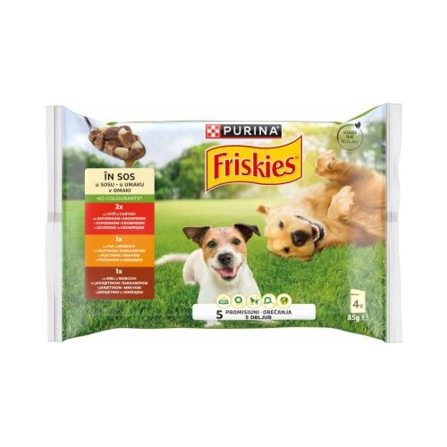 Friskies Multipack Adult meso in zelenjava v želeju 4x85 g Slike