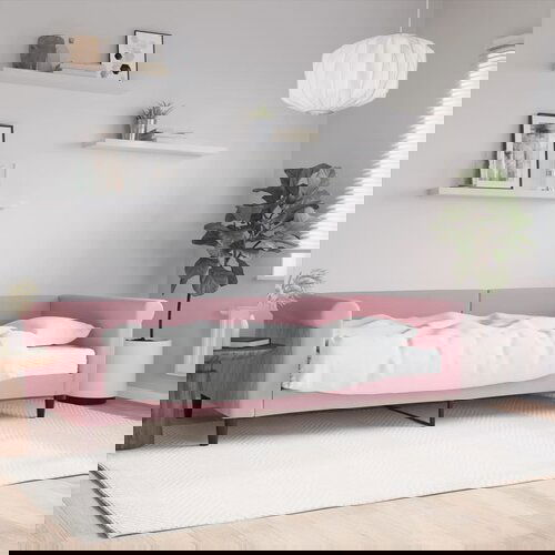 vidaXL Dnevna postelja z vzmetnico roza 90x200 cm žamet Cene