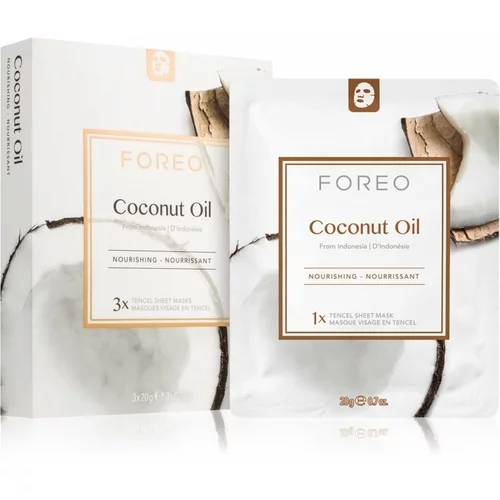 Foreo Farm to Face Sheet Mask Coconut Oil hranilna tekstilna maska 3x20 ml