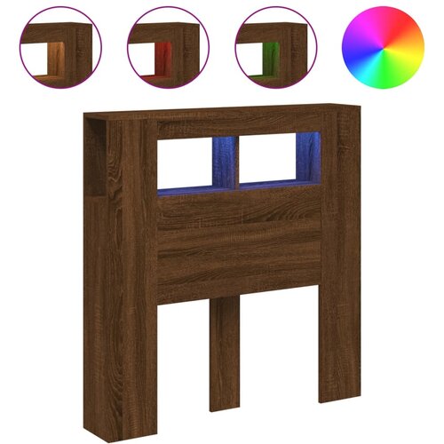 Maison Chic led posteljno vzglavje - vzglavna omarica - nočna omarica rjavi hrast 100x18,5x103,5 cm inž. les, (21709157) Slike