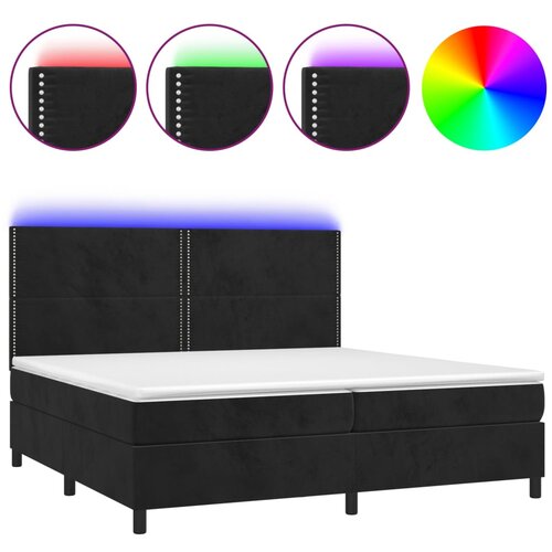 Maison Chic Box spring postelja - Vzmetna postelja z vzmetnico LED črna 200x200 cm žamet SL21778, (21892818) Cene