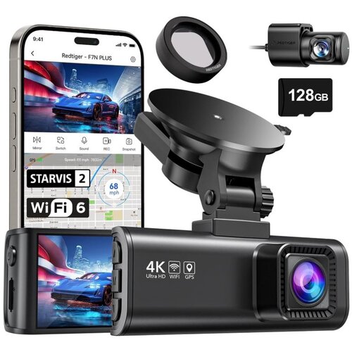  Redtiger F7NP 4K prednja i stražnja kamera za automobil s ugrađenim GPS-om, WiFi-jem i uključenom memorijskom karticom Cijene