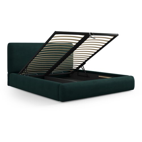 Cosmopolitan Design Tamno zeleni tapecirani bračni krevet s prostorom za odlaganje s podnicom 160x200 cm Colonel &amp;ndash; Slike