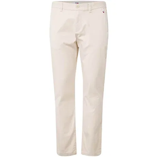 Tommy Jeans Chino hlače 'AUSTIN' svetlo bež / mornarska / rdeča / bela