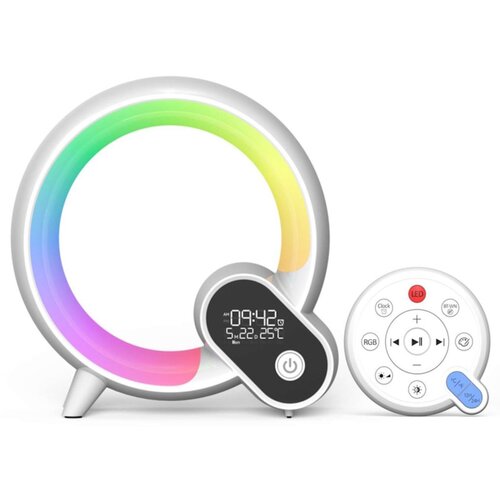 ILIKE Pametna namizna svetilka Elight D3 Q-Shape z zvočnikom Bluetooth, lučko za bujenje in belim &amp;scaron;umom, bela, (21383439) Slike