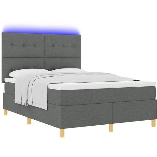 vidaXL krevet s opružnom kutijom s madracem i LED tamnosivi 140x190 cm tkanina Cijene