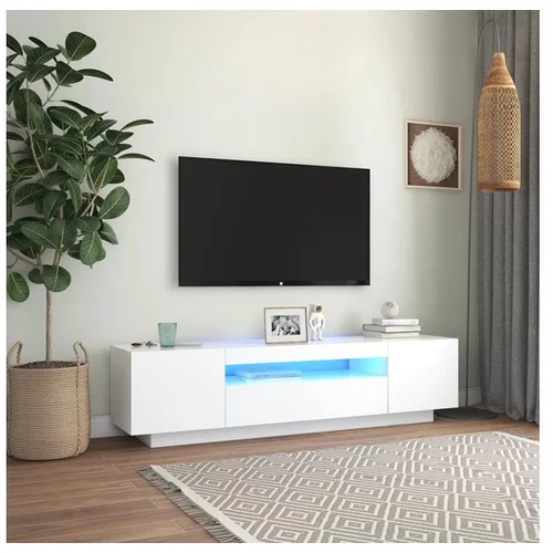  TV omarica z LED lučkami bela 160x35x40 cm