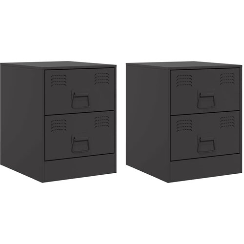 Maison Chic Dvo delni komplet Nočne omarice - Nočne mize črna 34,5x39x44 cm jeklo, (21688926) Slike