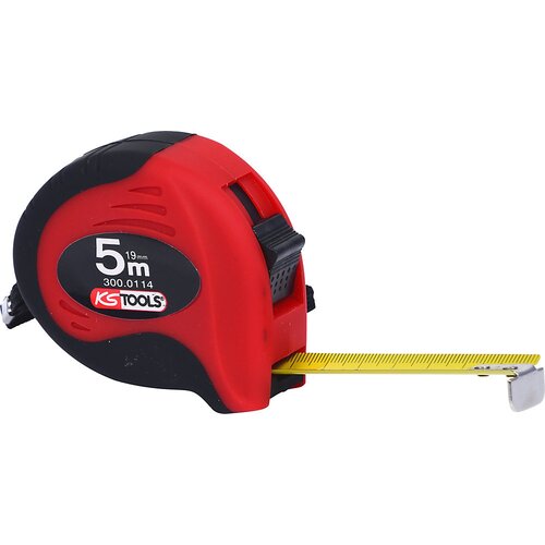 Ks Tools Tračni meter z zavoro, črne / rdeče barve, dolžina 5 m, širina traku 19 mm Cene
