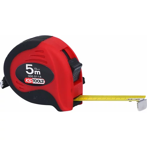 Ks Tools Tračni meter z zavoro, črne / rdeče barve, dolžina 5 m, širina traku 19 mm