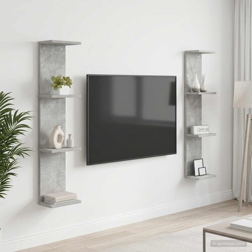  Polica na zidu 2 kom. Betonska siva 22 x 15 x 100 cm Slike