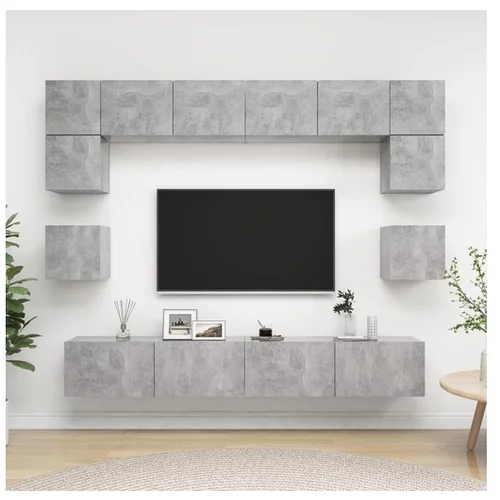  Komplet TV omaric 8-delni betonsko siva iverna plošča