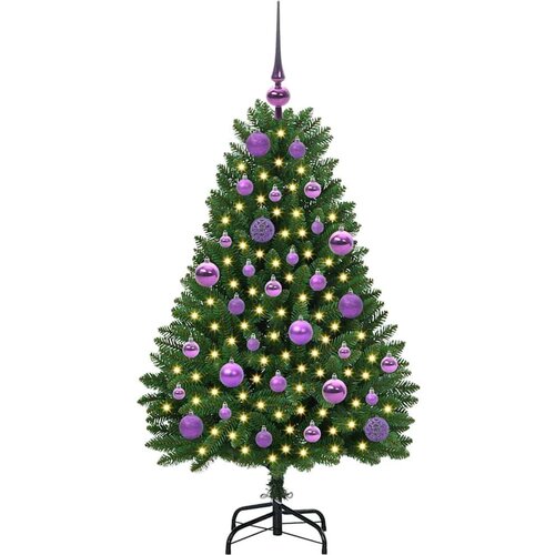 VidaXL Umjetno božićno drvce S LED lampica Zelena 120 cm PVC i metal Slike