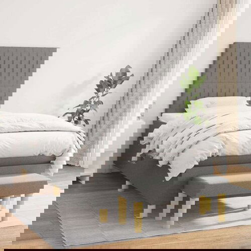  Box spring postelja z vzmetnico temno siva 80x200 cm blago, (20898411) Cene