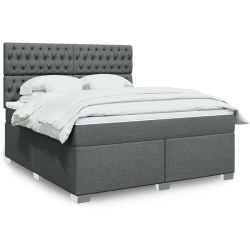 vidaXL Box spring postelja z vzmetnico temno siva 180x200 cm blago Cene