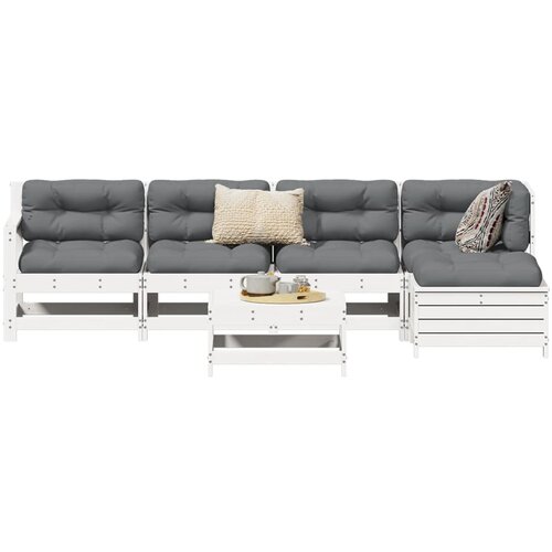 vidaXL 6-dijelni set vrtnih sofa bijeli od masivne borovine Cene