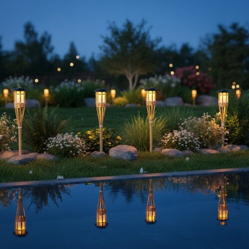  LED solarna lampa BAMBOO LED/1,2V 150 mAh 1800K 56 cm IP44 bež Slike