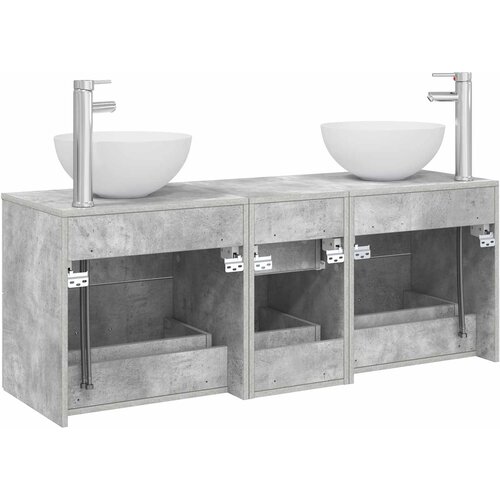  Set ormarića za kupaonicu 3 kom. Betonska siva 129 x 35 x 80 cm Slike