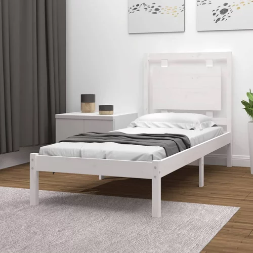  Okvir za krevet od masivnog drva bijeli 100 x 200 cm