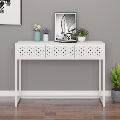  Konzolni stol bijeli 106 x 35 x 75 cm čelični Cijene