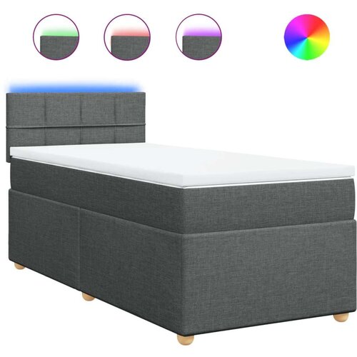 VidaXL Krevet s oprugama i madracem tamnosivi 90 x 190 cm od tkanine Slike
