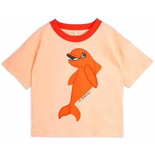 Mini Rodini Dječja pamučna majica kratkih rukava Dolphin boja: narančasta, s tiskom