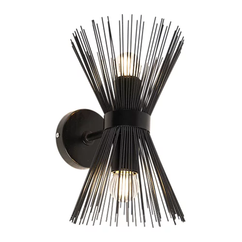 QAZQA Art Deco stenska svetilka črna 2-svetloba - Metla