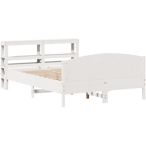 VidaXL Posteljni okvir z vzglavjem bel 135x190 cm trdna borovina, (21303932) Slike