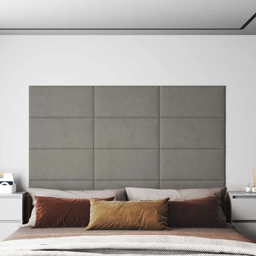  Zidna uzglavlja 12 pcs Svijetlo siva 60 x 30 cm Baršun Cene