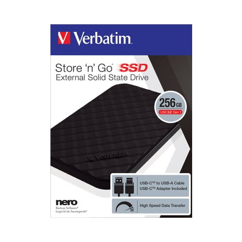 Verbatim Store &amp;#039;n&amp;#039; Go Portable SSD USB 3.2 - 256 GB Slike
