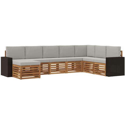 vidaXL Zunanja garnitura za sedenje 8 pcs Naravna in svetlo siva, (5000280575) Cene