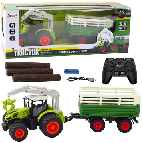Lean_Toys Kmetijski traktor s prikolico in grabežem na daljinsko upravljanje RC 2.4G Cene