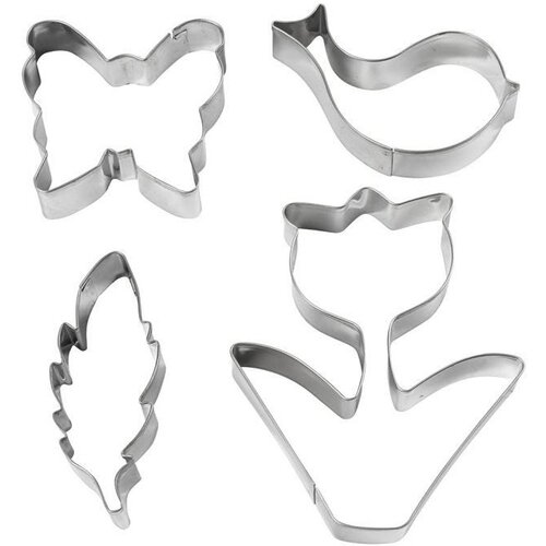  Set metalnih formi - 4 komada list, ptica, cvet, leptir Slike