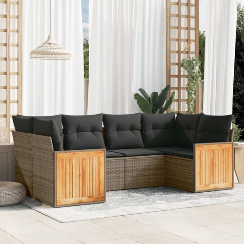 vidaXL 6-dijelni set vrtnih sofa od poliratana s jastucima sivi Cijene