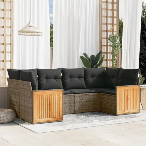 vidaXL 6-dijelni set vrtnih sofa od poliratana s jastucima sivi
