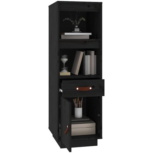  Visoka komoda crni 34 x 40 x 108,5 cm od masivne borovine Slike