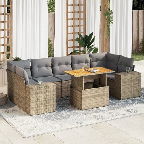 vidaXL 8-dijelni set vrtnih sofa od poliratana s jastucima bež Cijene