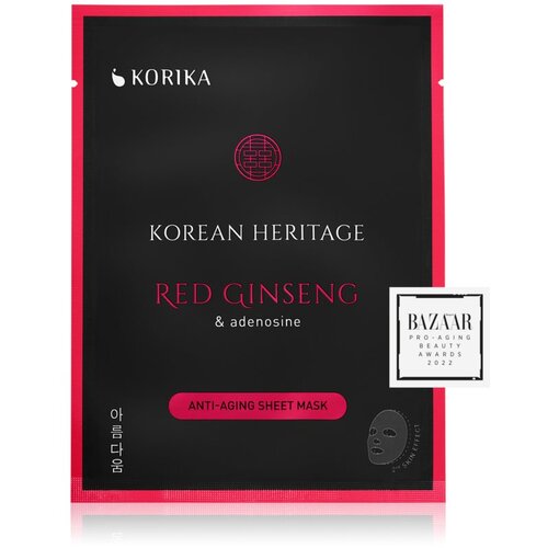 KORIKA Korean Heritage Red Ginseng & Adenosine Anti-aging Sheet Mask maska proti gubam iz platna Red Ginseng Cene