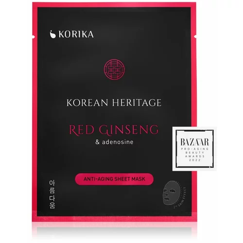 KORIKA Korean Heritage Red Ginseng & Adenosine Anti-aging Sheet Mask sheet maska protiv bora Red Ginseng