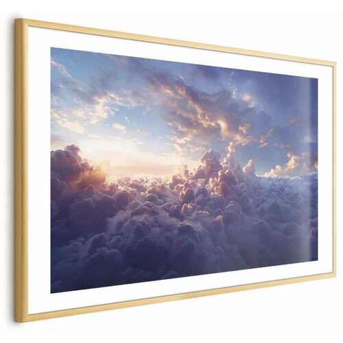  Plakat Sun in Hiding: The Golden Face of the Sky Over the Cloudy Sea 60x40 Zlatni okvir s margom Cijene