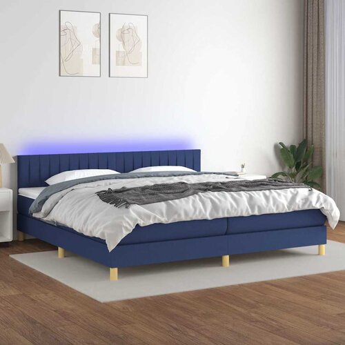  box spring s madracem LED plavi 200x200 cm od tkanine Cijene