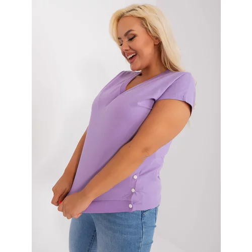 Fashion Hunters Light purple blouse plus button sizes